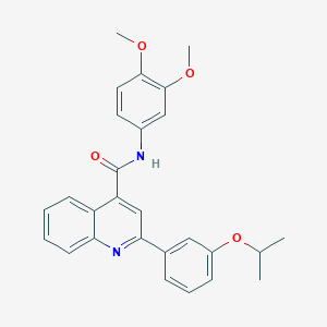 molecular formula C27H26N2O4 B4667071 N-(3,4-dimethoxyphenyl)-2-(3-isopropoxyphenyl)-4-quinolinecarboxamide 