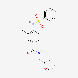molecular formula C19H22N2O4S B4667075 3-methyl-4-[(phenylsulfonyl)amino]-N-(tetrahydro-2-furanylmethyl)benzamide 