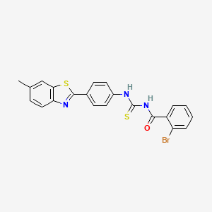 molecular formula C22H16BrN3OS2 B4667088 2-bromo-N-({[4-(6-methyl-1,3-benzothiazol-2-yl)phenyl]amino}carbonothioyl)benzamide 