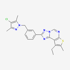 molecular formula C22H21ClN6S B4667095 2-{3-[(4-chloro-3,5-dimethyl-1H-pyrazol-1-yl)methyl]phenyl}-9-ethyl-8-methylthieno[3,2-e][1,2,4]triazolo[1,5-c]pyrimidine 