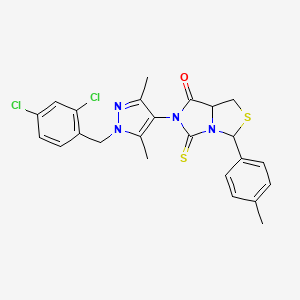 molecular formula C24H22Cl2N4OS2 B4667177 6-[1-(2,4-dichlorobenzyl)-3,5-dimethyl-1H-pyrazol-4-yl]-3-(4-methylphenyl)-5-thioxotetrahydro-7H-imidazo[1,5-c][1,3]thiazol-7-one 
