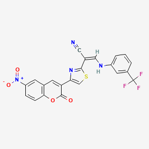 molecular formula C22H11F3N4O4S B4667185 2-[4-(6-nitro-2-oxo-2H-chromen-3-yl)-1,3-thiazol-2-yl]-3-{[3-(trifluoromethyl)phenyl]amino}acrylonitrile 