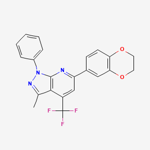 molecular formula C22H16F3N3O2 B4667210 6-(2,3-dihydro-1,4-benzodioxin-6-yl)-3-methyl-1-phenyl-4-(trifluoromethyl)-1H-pyrazolo[3,4-b]pyridine 