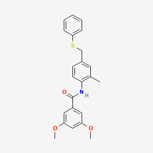 molecular formula C23H23NO3S B4667216 3,5-dimethoxy-N-{2-methyl-4-[(phenylthio)methyl]phenyl}benzamide 