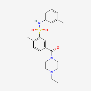 molecular formula C21H27N3O3S B4667227 5-[(4-ethyl-1-piperazinyl)carbonyl]-2-methyl-N-(3-methylphenyl)benzenesulfonamide 