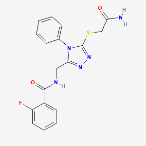 molecular formula C18H16FN5O2S B4667340 N-({5-[(2-amino-2-oxoethyl)thio]-4-phenyl-4H-1,2,4-triazol-3-yl}methyl)-2-fluorobenzamide 