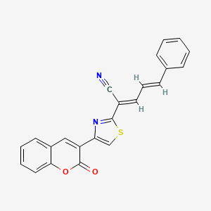 molecular formula C23H14N2O2S B4667380 2-[4-(2-oxo-2H-chromen-3-yl)-1,3-thiazol-2-yl]-5-phenyl-2,4-pentadienenitrile 