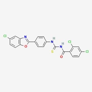 molecular formula C21H12Cl3N3O2S B4667395 2,4-dichloro-N-({[4-(5-chloro-1,3-benzoxazol-2-yl)phenyl]amino}carbonothioyl)benzamide 