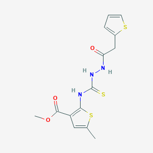 molecular formula C14H15N3O3S3 B4667396 methyl 5-methyl-2-({[2-(2-thienylacetyl)hydrazino]carbonothioyl}amino)-3-thiophenecarboxylate 