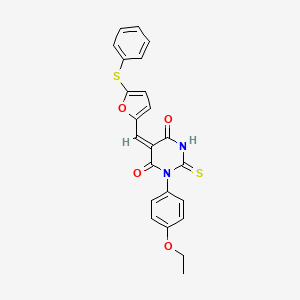 molecular formula C23H18N2O4S2 B4667410 1-(4-ethoxyphenyl)-5-{[5-(phenylthio)-2-furyl]methylene}-2-thioxodihydro-4,6(1H,5H)-pyrimidinedione 