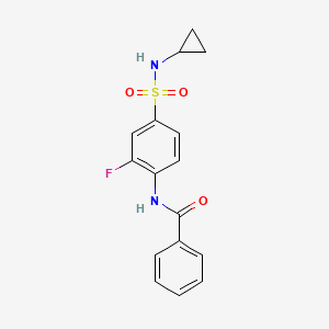 molecular formula C16H15FN2O3S B4667436 N-{4-[(cyclopropylamino)sulfonyl]-2-fluorophenyl}benzamide 