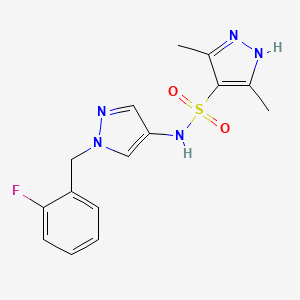 molecular formula C15H16FN5O2S B4667451 N-[1-(2-fluorobenzyl)-1H-pyrazol-4-yl]-3,5-dimethyl-1H-pyrazole-4-sulfonamide 