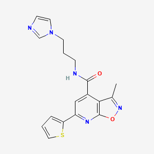 molecular formula C18H17N5O2S B4667459 N-[3-(1H-imidazol-1-yl)propyl]-3-methyl-6-(2-thienyl)isoxazolo[5,4-b]pyridine-4-carboxamide 