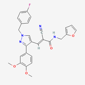 2-cyano-3-[3-(3,4-dimethoxyphenyl)-1-(4-fluorobenzyl)-1H-pyrazol-4-yl]-N-(2-furylmethyl)acrylamide