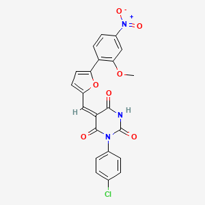 molecular formula C22H14ClN3O7 B4667472 1-(4-chlorophenyl)-5-{[5-(2-methoxy-4-nitrophenyl)-2-furyl]methylene}-2,4,6(1H,3H,5H)-pyrimidinetrione 
