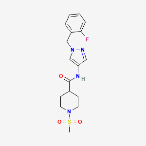 molecular formula C17H21FN4O3S B4667478 N-[1-(2-fluorobenzyl)-1H-pyrazol-4-yl]-1-(methylsulfonyl)-4-piperidinecarboxamide 