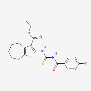 molecular formula C20H21FN2O3S2 B4667519 ethyl 2-({[(4-fluorobenzoyl)amino]carbonothioyl}amino)-5,6,7,8-tetrahydro-4H-cyclohepta[b]thiophene-3-carboxylate 