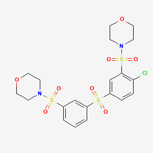 molecular formula C20H23ClN2O8S3 B4667521 4-[(2-chloro-5-{[3-(4-morpholinylsulfonyl)phenyl]sulfonyl}phenyl)sulfonyl]morpholine 