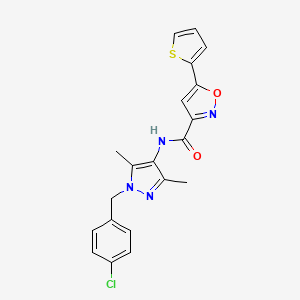 molecular formula C20H17ClN4O2S B4667599 N-[1-(4-chlorobenzyl)-3,5-dimethyl-1H-pyrazol-4-yl]-5-(2-thienyl)-3-isoxazolecarboxamide 