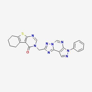 molecular formula C23H18N8OS B4667634 3-[(7-phenyl-7H-pyrazolo[4,3-e][1,2,4]triazolo[1,5-c]pyrimidin-2-yl)methyl]-5,6,7,8-tetrahydro[1]benzothieno[2,3-d]pyrimidin-4(3H)-one 