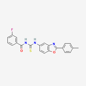 molecular formula C22H16FN3O2S B4667651 3-fluoro-N-({[2-(4-methylphenyl)-1,3-benzoxazol-5-yl]amino}carbonothioyl)benzamide 