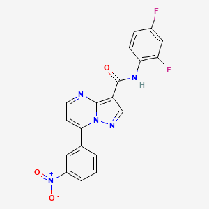 molecular formula C19H11F2N5O3 B4667679 N-(2,4-difluorophenyl)-7-(3-nitrophenyl)pyrazolo[1,5-a]pyrimidine-3-carboxamide 