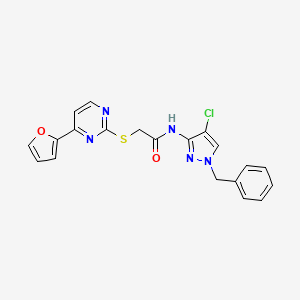 molecular formula C20H16ClN5O2S B4667694 N-(1-benzyl-4-chloro-1H-pyrazol-3-yl)-2-{[4-(2-furyl)-2-pyrimidinyl]thio}acetamide 