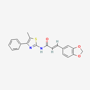 molecular formula C20H16N2O3S B4667701 3-(1,3-benzodioxol-5-yl)-N-(5-methyl-4-phenyl-1,3-thiazol-2-yl)acrylamide 
