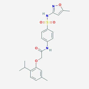 molecular formula C22H25N3O5S B466773 2-(2-isopropyl-5-methylphenoxy)-N-(4-(N-(5-methylisoxazol-3-yl)sulfamoyl)phenyl)acetamide CAS No. 443677-55-2
