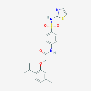 molecular formula C21H23N3O4S2 B466774 2-(2-Isopropyl-5-methyl-phenoxy)-N-[4-(thiazol-2-ylsulfamoyl)-phenyl]-acetamide CAS No. 444110-15-0