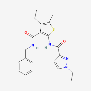 molecular formula C21H24N4O2S B4667744 N-{3-[(benzylamino)carbonyl]-4-ethyl-5-methyl-2-thienyl}-1-ethyl-1H-pyrazole-3-carboxamide 