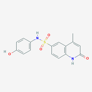molecular formula C16H14N2O4S B4667768 N-(4-hydroxyphenyl)-4-methyl-2-oxo-1,2-dihydro-6-quinolinesulfonamide 