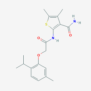 molecular formula C19H24N2O3S B466779 2-{[(2-Isopropyl-5-methylphenoxy)acetyl]amino}-4,5-dimethyl-3-thiophenecarboxamide CAS No. 443895-09-8