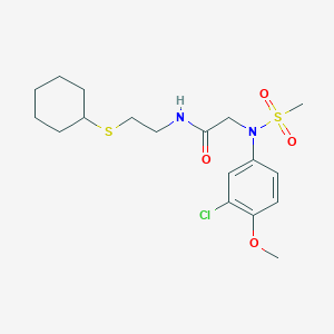 molecular formula C18H27ClN2O4S2 B4667797 N~2~-(3-chloro-4-methoxyphenyl)-N~1~-[2-(cyclohexylthio)ethyl]-N~2~-(methylsulfonyl)glycinamide 