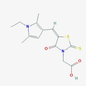 molecular formula C14H16N2O3S2 B4667849 {5-[(1-ethyl-2,5-dimethyl-1H-pyrrol-3-yl)methylene]-4-oxo-2-thioxo-1,3-thiazolidin-3-yl}acetic acid 