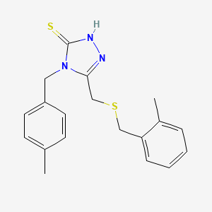 molecular formula C19H21N3S2 B4667854 4-(4-methylbenzyl)-5-{[(2-methylbenzyl)thio]methyl}-4H-1,2,4-triazole-3-thiol 