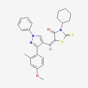 molecular formula C27H27N3O2S2 B4667883 3-cyclohexyl-5-{[3-(4-methoxy-2-methylphenyl)-1-phenyl-1H-pyrazol-4-yl]methylene}-2-thioxo-1,3-thiazolidin-4-one 