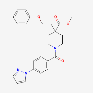 molecular formula C26H29N3O4 B4667913 ethyl 4-(2-phenoxyethyl)-1-[4-(1H-pyrazol-1-yl)benzoyl]-4-piperidinecarboxylate 
