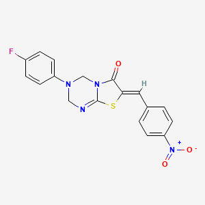 molecular formula C18H13FN4O3S B4667954 3-(4-fluorophenyl)-7-(4-nitrobenzylidene)-3,4-dihydro-2H-[1,3]thiazolo[3,2-a][1,3,5]triazin-6(7H)-one 