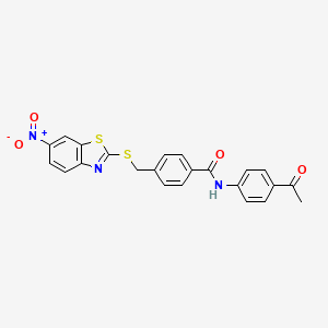 molecular formula C23H17N3O4S2 B4668007 N-(4-acetylphenyl)-4-{[(6-nitro-1,3-benzothiazol-2-yl)thio]methyl}benzamide 