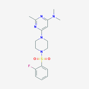 molecular formula C17H22FN5O2S B4668071 6-{4-[(2-fluorophenyl)sulfonyl]-1-piperazinyl}-N,N,2-trimethyl-4-pyrimidinamine 