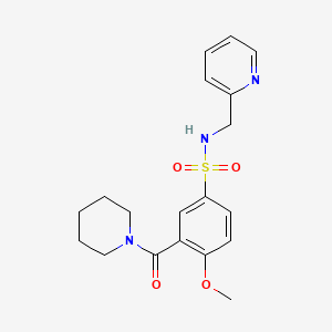 molecular formula C19H23N3O4S B4668143 4-methoxy-3-(1-piperidinylcarbonyl)-N-(2-pyridinylmethyl)benzenesulfonamide 