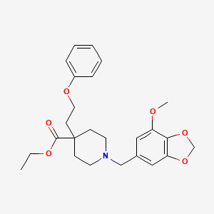 molecular formula C25H31NO6 B4668190 ethyl 1-[(7-methoxy-1,3-benzodioxol-5-yl)methyl]-4-(2-phenoxyethyl)-4-piperidinecarboxylate 