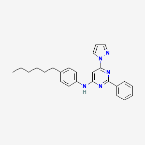 N-(4-hexylphenyl)-2-phenyl-6-(1H-pyrazol-1-yl)-4-pyrimidinamine