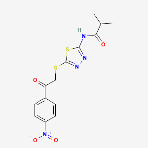 molecular formula C14H14N4O4S2 B4668256 2-methyl-N-(5-{[2-(4-nitrophenyl)-2-oxoethyl]thio}-1,3,4-thiadiazol-2-yl)propanamide 