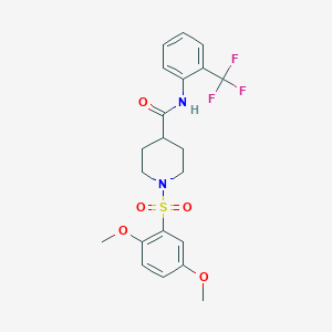 molecular formula C21H23F3N2O5S B4668271 1-[(2,5-dimethoxyphenyl)sulfonyl]-N-[2-(trifluoromethyl)phenyl]-4-piperidinecarboxamide 