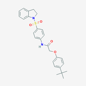 molecular formula C26H28N2O4S B466833 2-(4-tert-ブチルフェノキシ)-N-[4-(2,3-ジヒドロ-1H-インドール-1-イルスルホニル)フェニル]アセトアミド CAS No. 494830-44-3