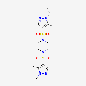 molecular formula C15H24N6O4S2 B4668339 1-[(1,5-dimethyl-1H-pyrazol-4-yl)sulfonyl]-4-[(1-ethyl-5-methyl-1H-pyrazol-4-yl)sulfonyl]piperazine 