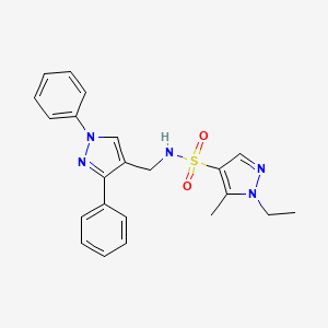 molecular formula C22H23N5O2S B4668352 N-[(1,3-diphenyl-1H-pyrazol-4-yl)methyl]-1-ethyl-5-methyl-1H-pyrazole-4-sulfonamide 
