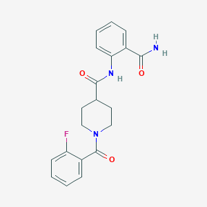 molecular formula C20H20FN3O3 B4668377 N-[2-(aminocarbonyl)phenyl]-1-(2-fluorobenzoyl)-4-piperidinecarboxamide 